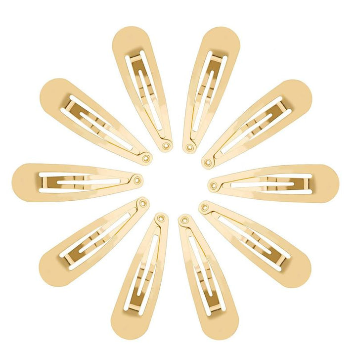 12 pcs Metal barrettes / hair clips - Gold - 