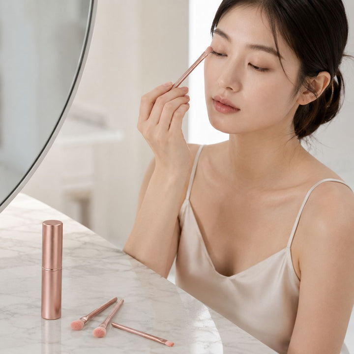UNIQ Technique PRO Rose Lens Lidschattenpinsel-Set mit Aufbewahrungsbox (5-teilig)