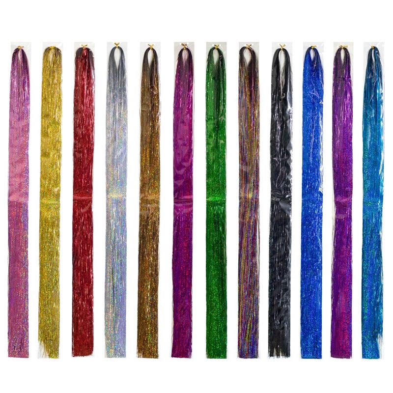 Bling Glitter Extensions 100 pcs glitter hair extensions 80 cm - Red - | Fashiongirl