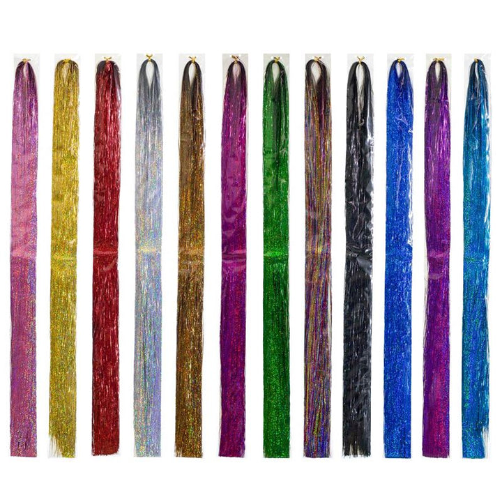 Bling Glitter Extensions 100 pcs glitter hair extensions 80 cm - Red - | Fashiongirl