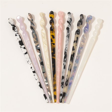 Chris Rubin Jade Hair Stick - Pink Marble - | Fashiongirl