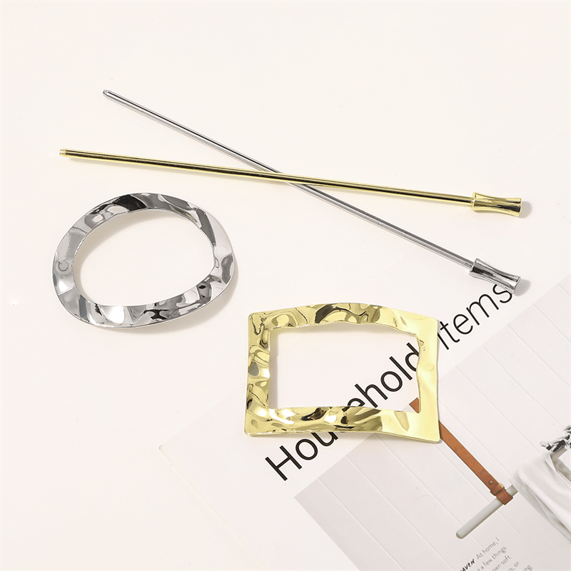 Chris Rubin Nova Rectangle Slide Buckle Hair Claw - Gold - Hair Accessories