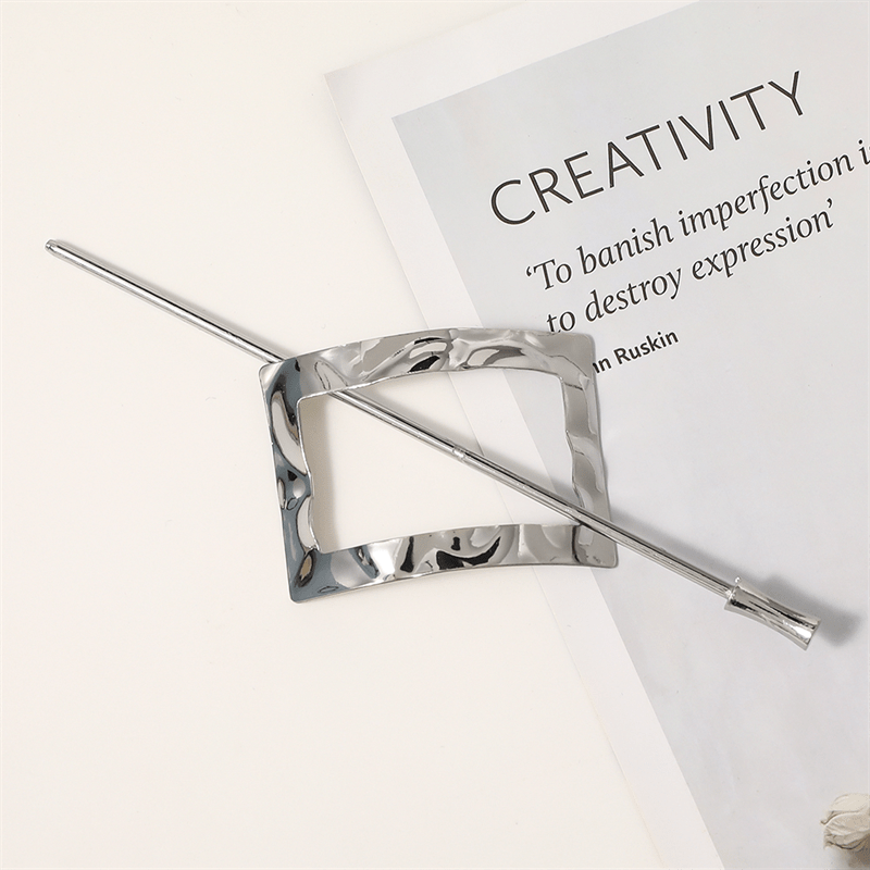 Chris Rubin Nova Rectangle Sliding Hair Claw - Silver - Hair Accessories | Fashiongirl