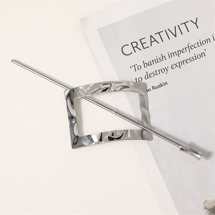 Chris Rubin Nova Rectangle Sliding Hair Claw - Silver - Hair Accessories | Fashiongirl