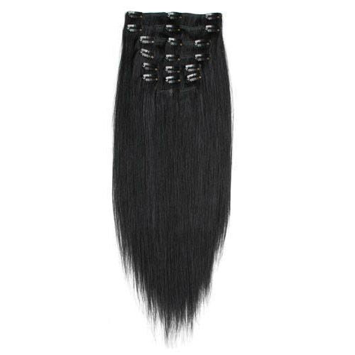 Clip on hair #1 50 cm black - | Fashiongirl