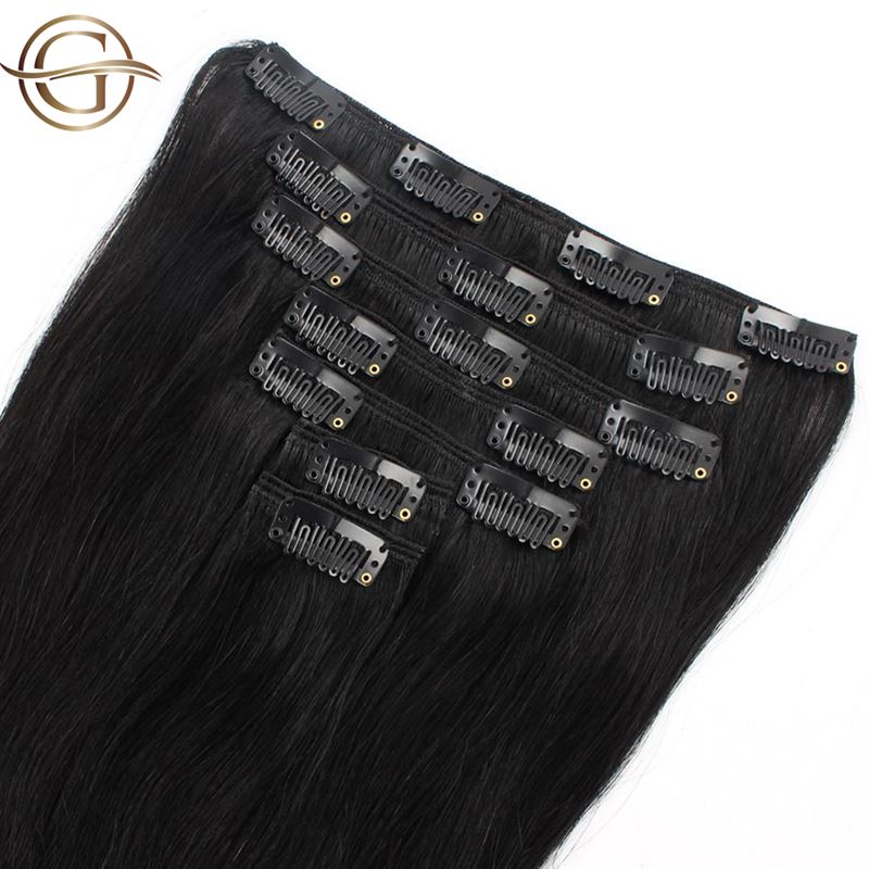Clip on hair extensions #1 Black - 7 sets - 50 cm | Gold24 - | Fashiongirl