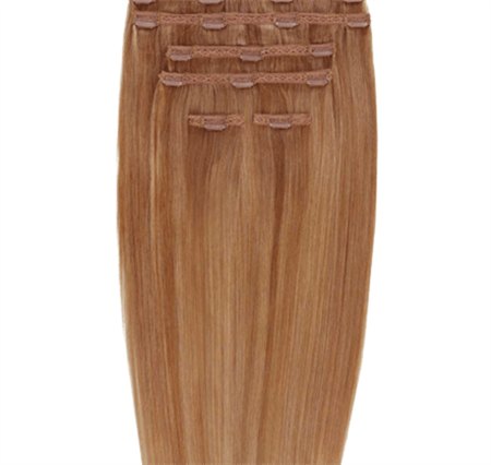 Clip on hair extensions #30 Chestnut - 7 sets - 60 cm | Gold24 - | Fashiongirl