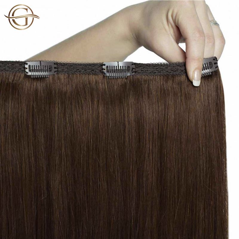 Clip on hair extensions #4 Brown - 7 sets - 60 cm | Gold24 - | Fashiongirl