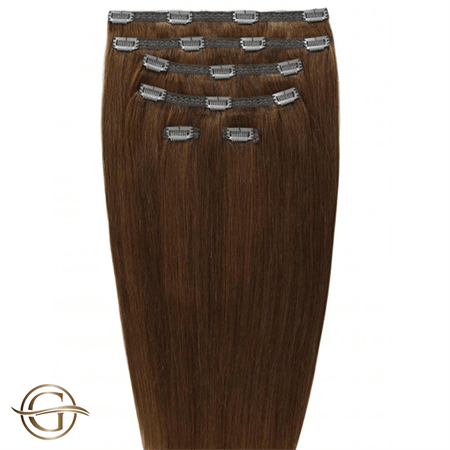Clip on hair extensions #6 Light brown - 7 sets - 50 cm | Gold24 - | Fashiongirl