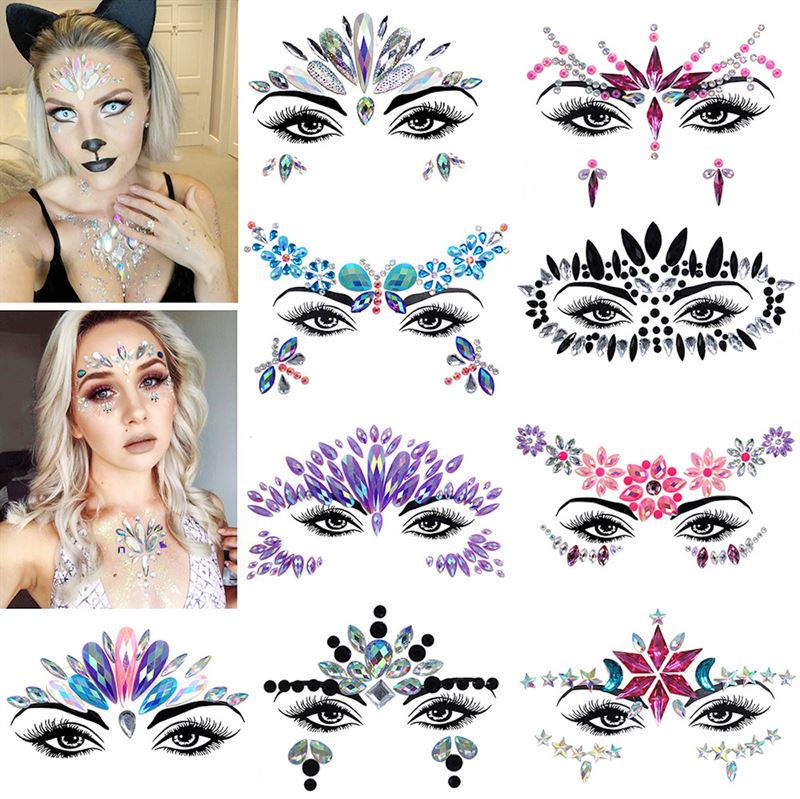 Face Jewels - Face jewellery with rhinestones/diamonds (YT - 51) - | Fashiongirl