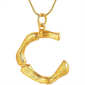 Gold Bamboo Alphabet / Letter Necklace – C – | Fashiongirl