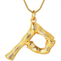 Gold Bamboo Alphabet / Letter Necklace – P – | Fashiongirl