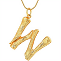 Gold Bamboo Alphabet / Letter Necklace – W – | Fashiongirl