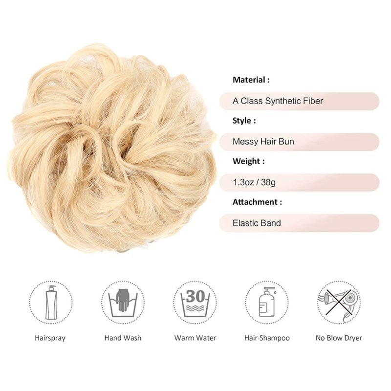 Messy Bun Hair elastic with curly artificial hair - 18T613 Light Blond - Hair Accessories | Fashiongirl