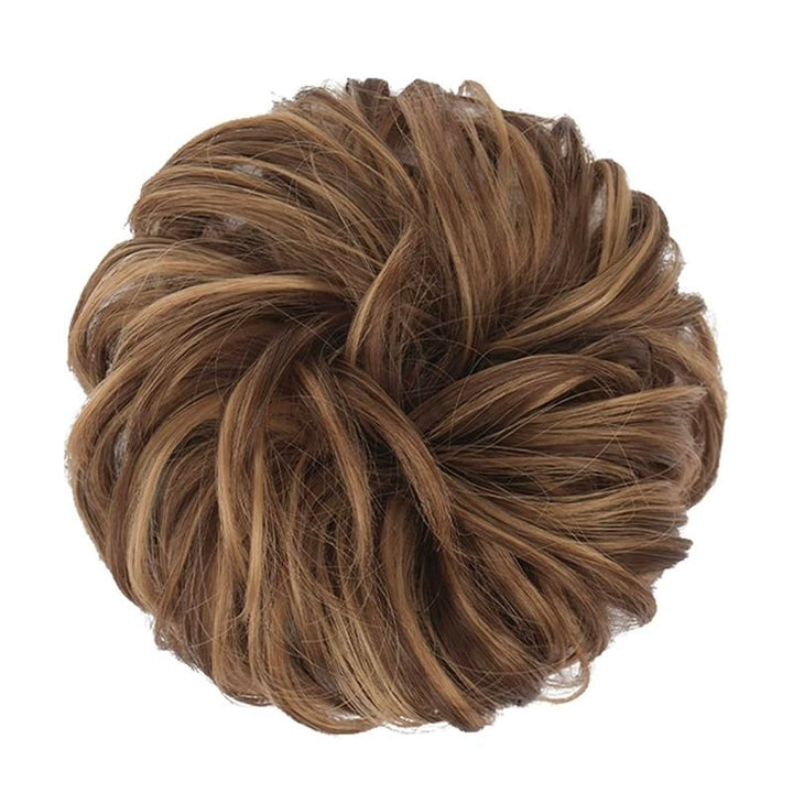 Messy Bun Hair elastic with curly artificial hair - 6AH27 Ash Brown and Golden Brown - Hair Accessories | Fashiongirl