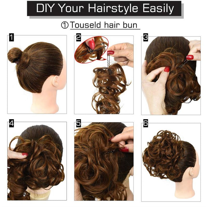 Messy Curly Hair for bun #9H613 - Brown/Blond Mix - Hair Accessories | Fashiongirl