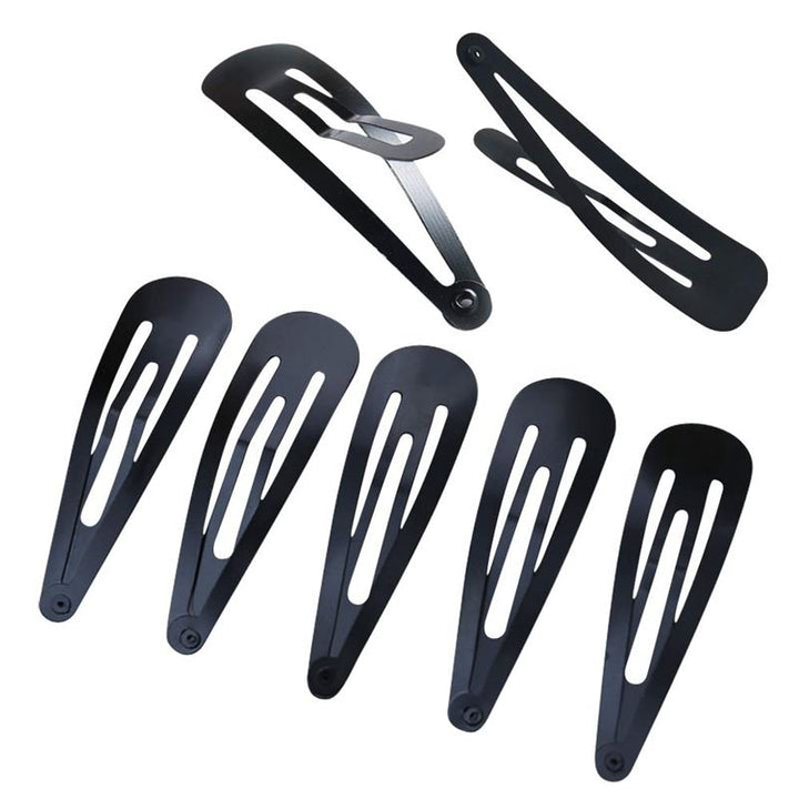 Metal Hair Clips - Black, 12 pcs - 
