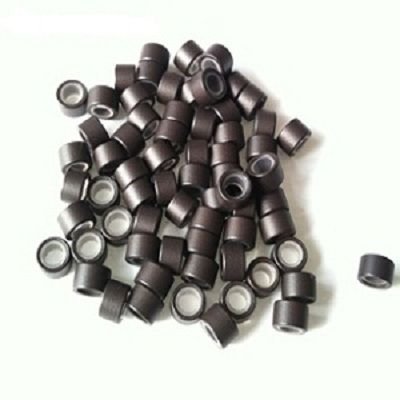 Microrings with silicone for extensions - Brown 100 pcs - | Fashiongirl