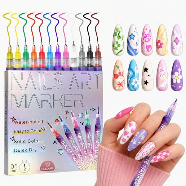Nail Art Pens 12 Colours 0.5mm Fine Tip – image 2