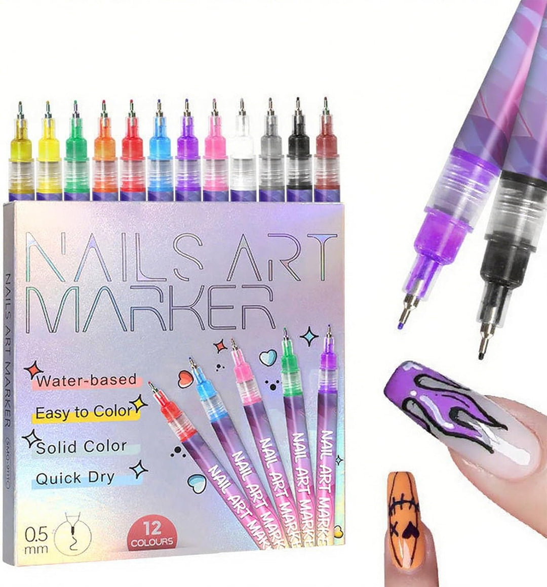 Nail Art Pens 12 Colours 0.5mm Fine Tip – image 3