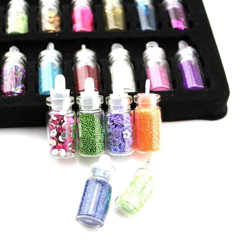 Nail Decoration / Nail Decoration Kit for manicure with pearls, sequins, glitter &amp; diamonds - 48 bottles - | Fashiongirl