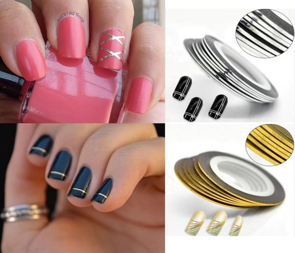 Nail tape for beautiful nail art stripes - 10 rolls of tape - | Fashiongirl