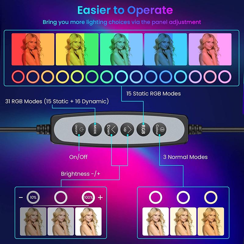 Ringlicht mit RGB-Licht + kabelloser Fernbedienung – | Fashiongirl