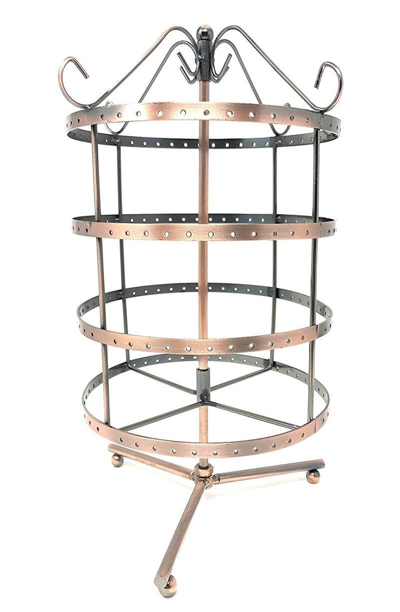 Rotating Jewellery stand for earrings with 4 tiers, bronze - | Fashiongirl