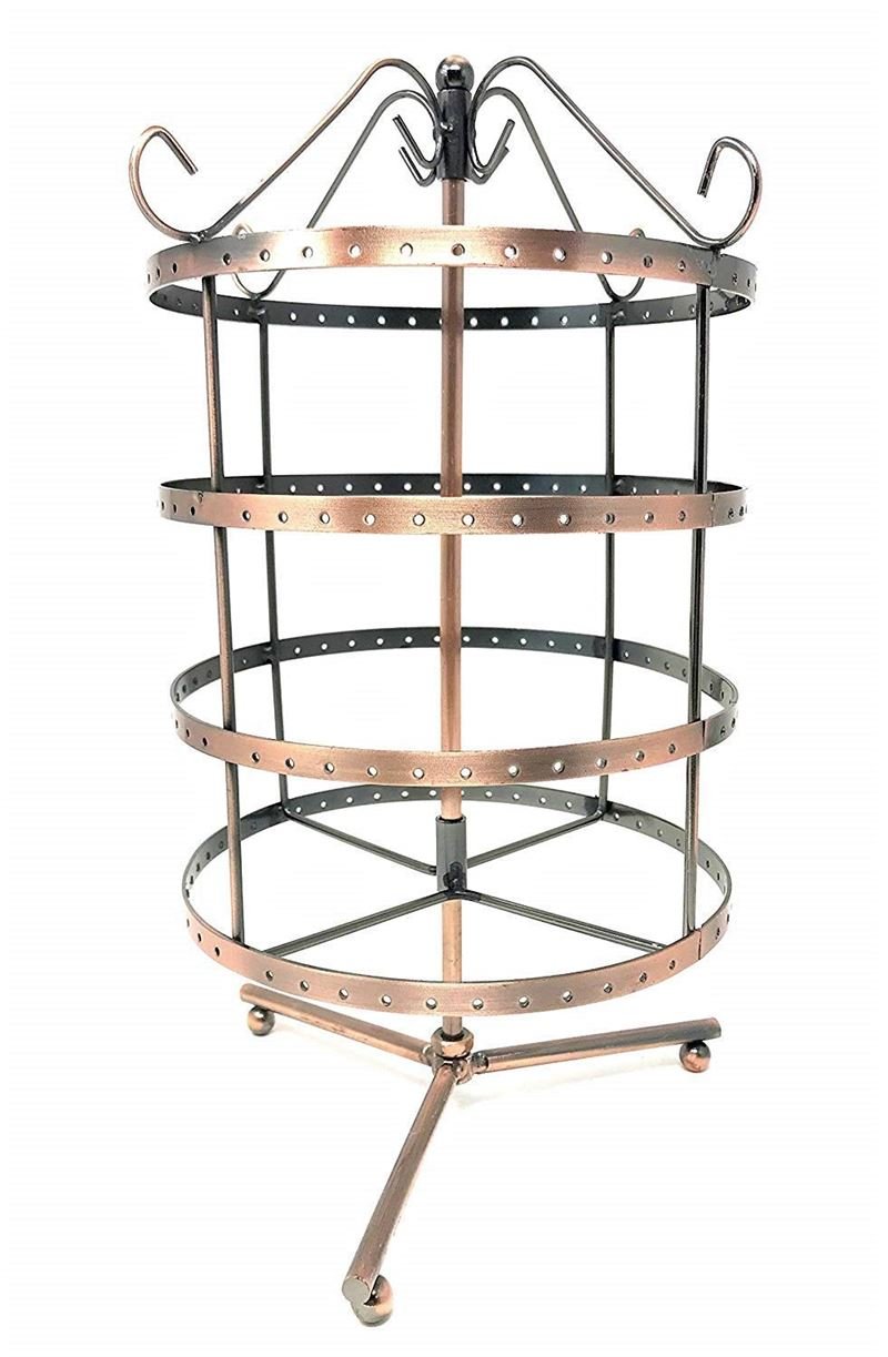 Rotating Jewellery stand for earrings with 4 tiers, bronze - | Fashiongirl