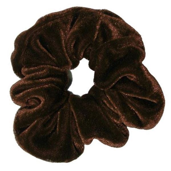 Scrunchie - Velour &amp; elastic - Dark brown - Hair Accessories