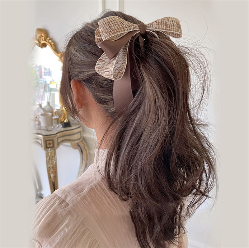 SOHO Aidan Bow Banana Hair Clip - Brown - Hair Accessories | Fashiongirl