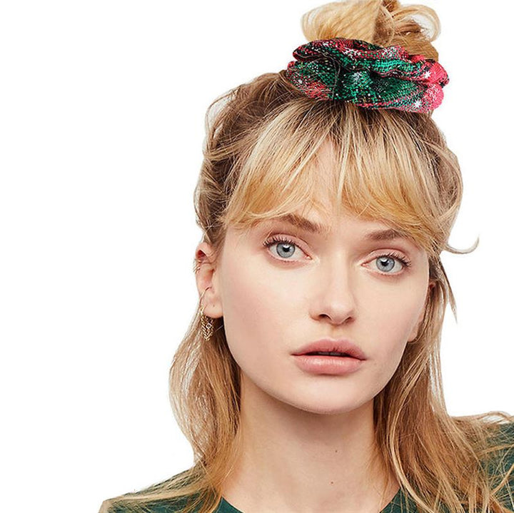 SOHO Edur Christmas Scrunchie - Green / Red - Hair Accessories