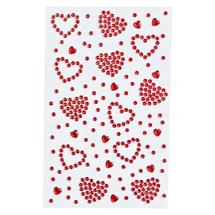 SOHO Hearts Self Adhesive Facial Rhinestones for face, makeup, nails, body, crafts - Red - | Fashiongirl