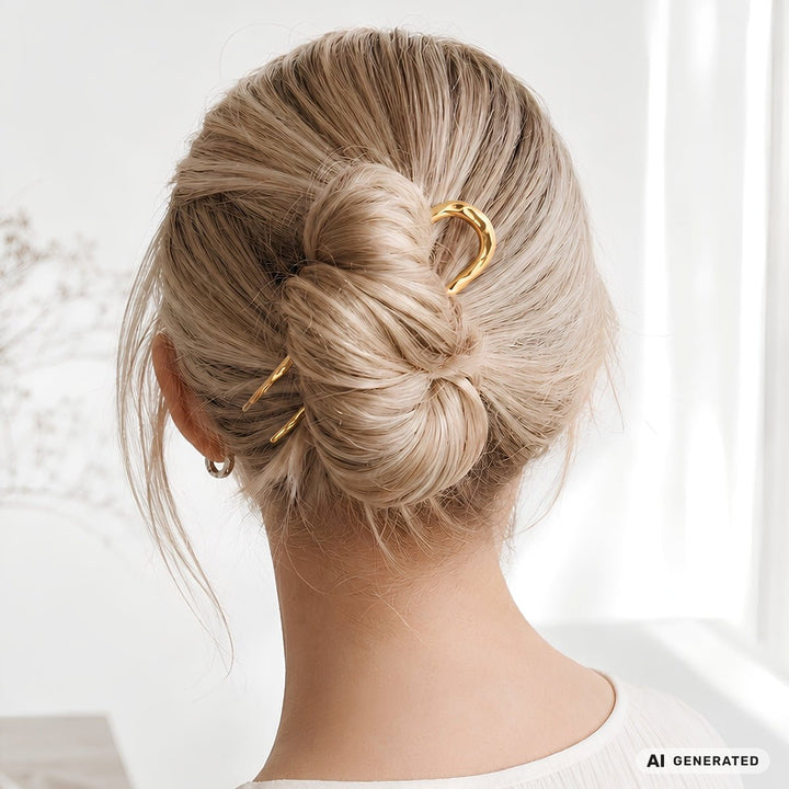 SOHO Itzel XL U-Shaped Hairpin for Buns and Updos - Gold – image 3