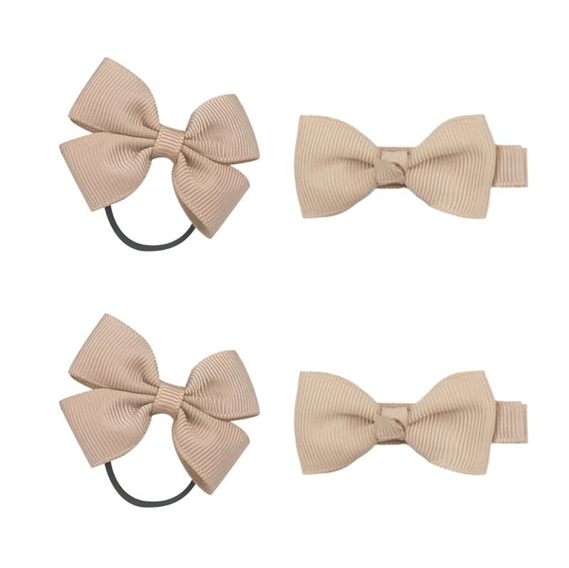 SOHO Kirby Bow Hair elastics and hair clips - Beige - Hair Accessories | Fashiongirl
