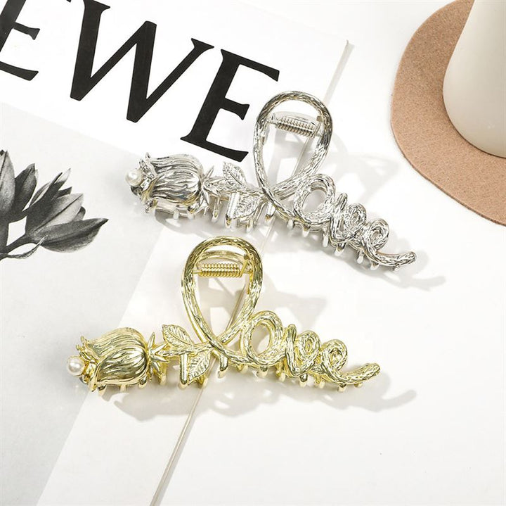 SOHO Love Metal Hair Claw - Silver - Hair Accessories