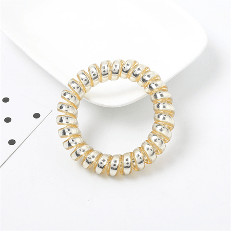 SOHO Metallic Spiral Hair elastics 3 pcs - Gold - Hair Accessories | Fashiongirl