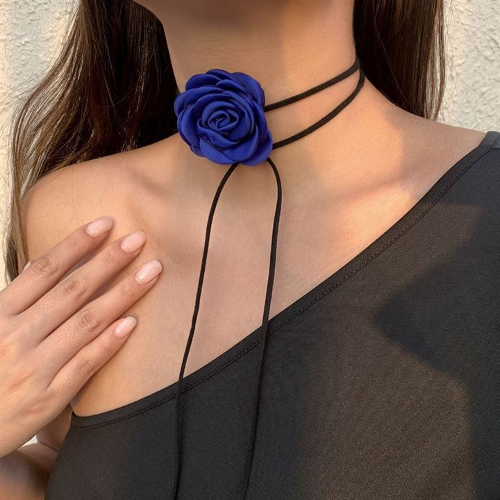 SOHO Rose Choker Necklace - Blue - | Fashiongirl