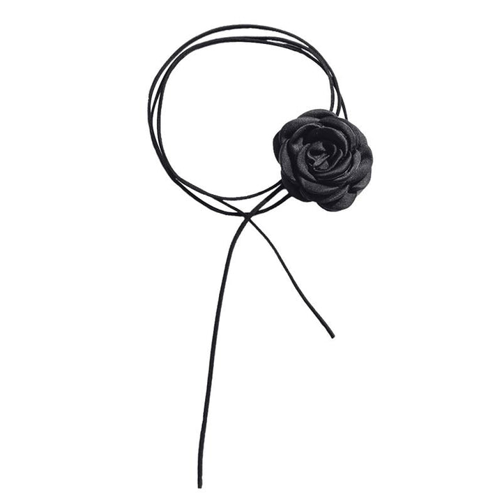 SOHO Rose String Choker Flower Necklace - Black - | Fashiongirl