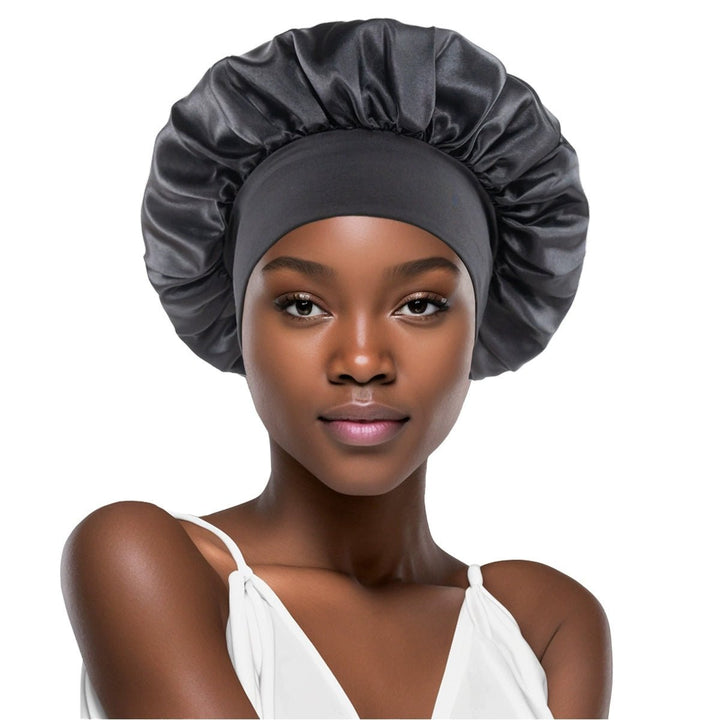SOHO Safiya Satin Bonnet - Black - Hair Bonnets - SOHO