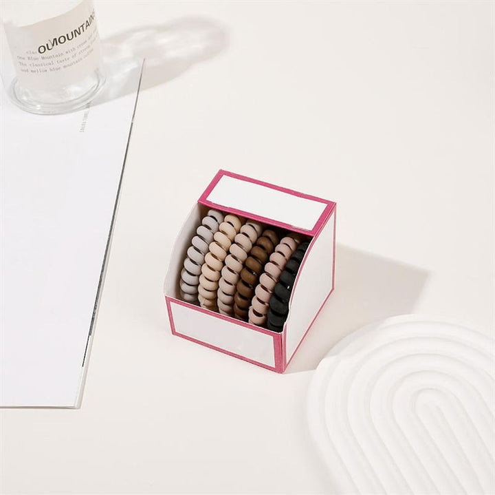 SOHO Thia Spiral Hair elastics, 6 pcs - Earth - Hair Accessories | Fashiongirl