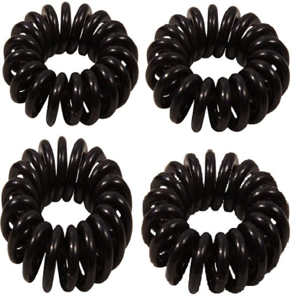 Spiralgummibänder – Schwarz, 4 Stück – | Fashiongirl