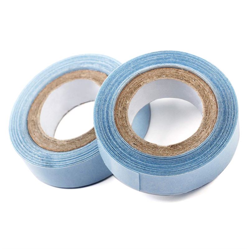 Zwei Rollen Fashiongirl Strong Double Sided Tape for Hair Extension (1 Rolle, 2,7 m) liegen nebeneinander auf einem weißen Hintergrund, beide neu und unbenutzt, mit dem Klebeband ordentlich um den Kern gewickelt.