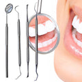Zahnreinigungsset 4-teilig für die Zahnhygiene – 1 Mundspiegel, 2x Curette-Zahnreiniger, 1 Schaber – | Fashiongirl