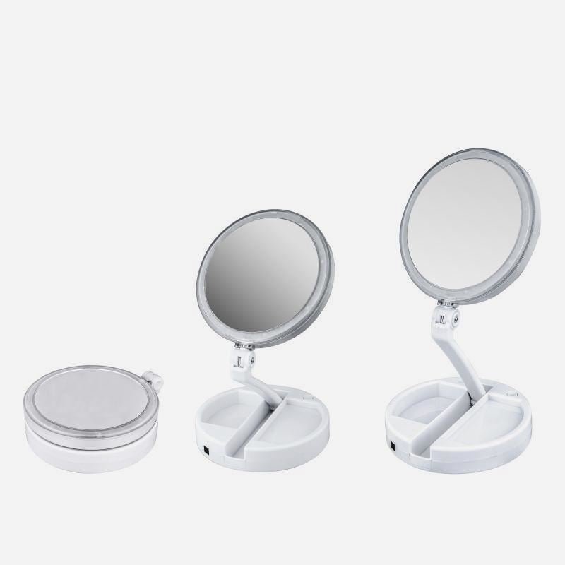 UNIQ Foldable Makeup mirror with LED light and 10x magnification (Foldable mirror) - | Fashiongirl