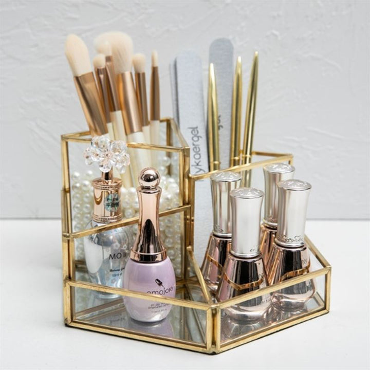 UNIQ Geometric Makeup Organiser - Gold - | Fashiongirl