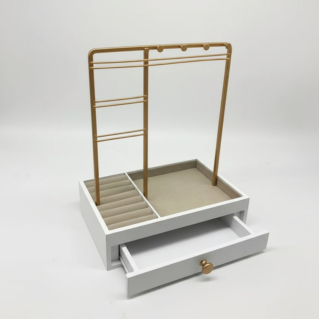 UNIQ Gold Jewelry Stand with Drawer (29 cm) - Earring & Necklace Organizer - Uncategorized - UNIQ