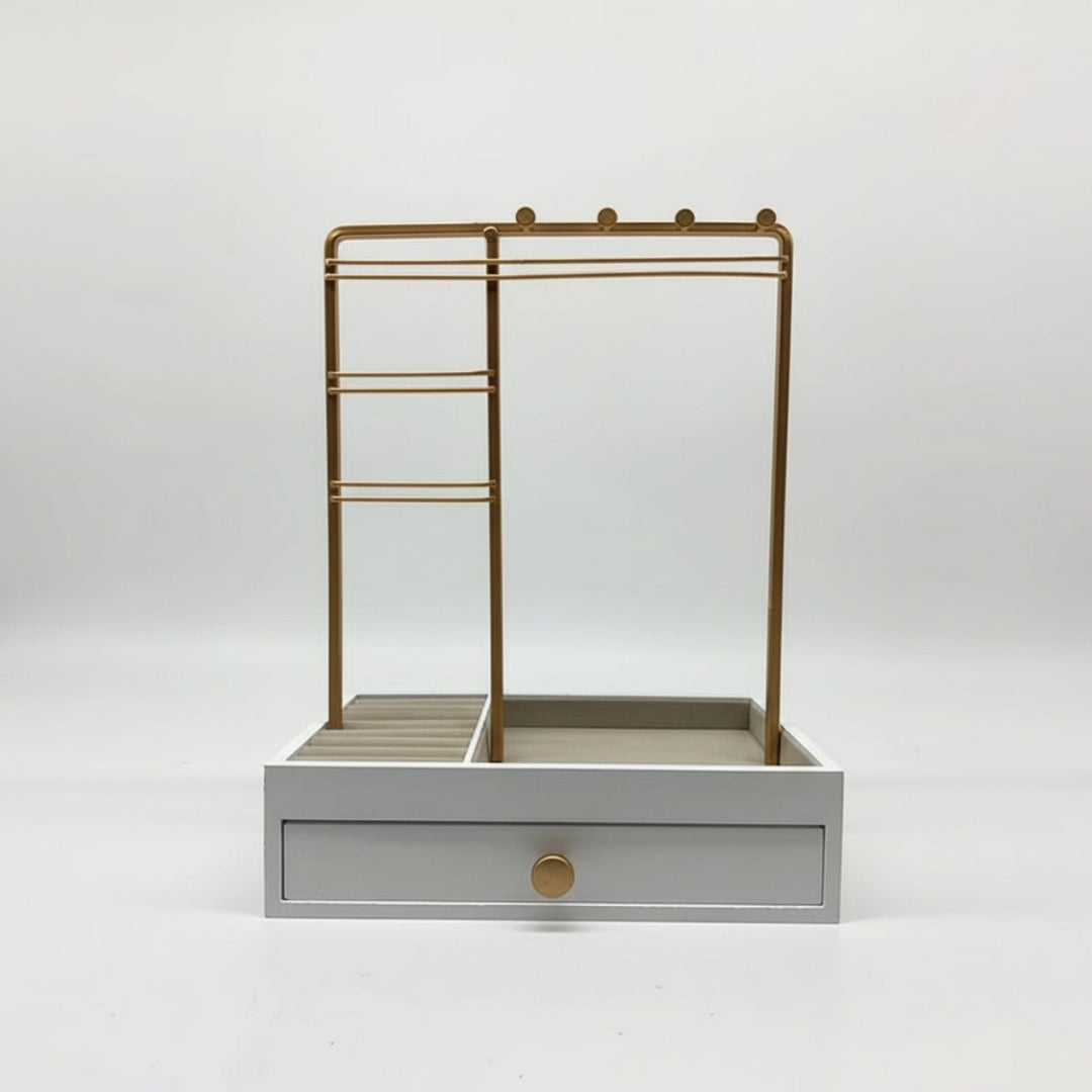UNIQ Gold Jewelry Stand with Drawer (29 cm) - Earring & Necklace Organizer - Uncategorized - UNIQ