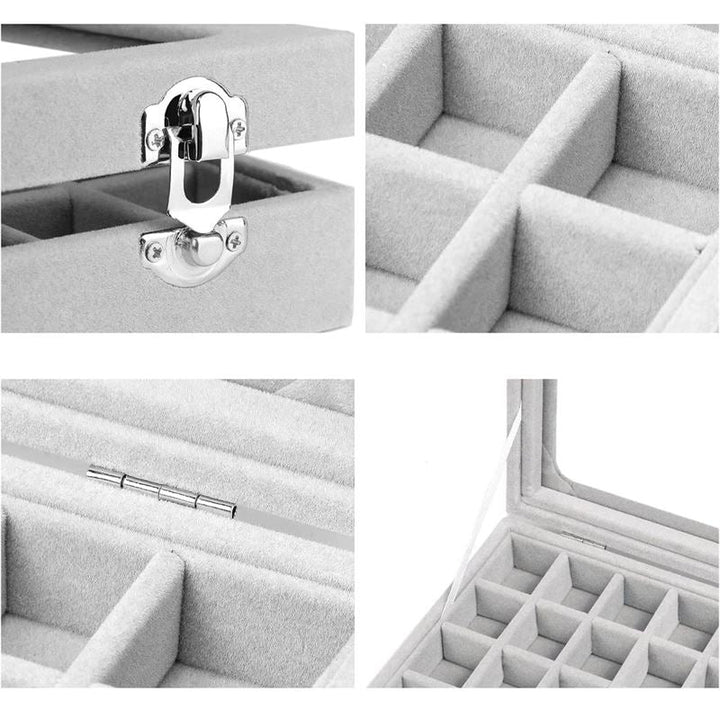 UNIQ Jewellery Box in Grey Velour - Jewelry Box