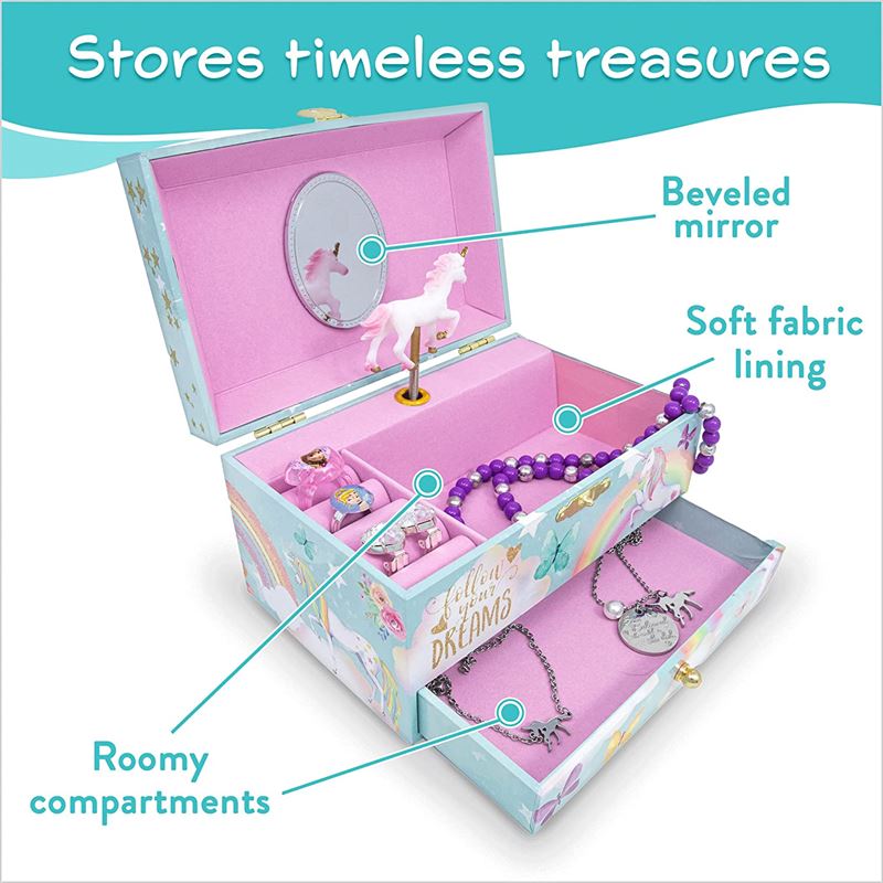 UNIQ Kids Jewellery Box with Music Ballerina (Unicorn) - Jewelry Box